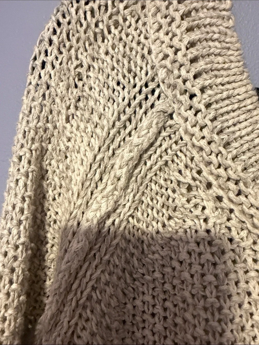 FREE PEOPLE Cream Open Knit Cotton Sweater Women’s Size Small